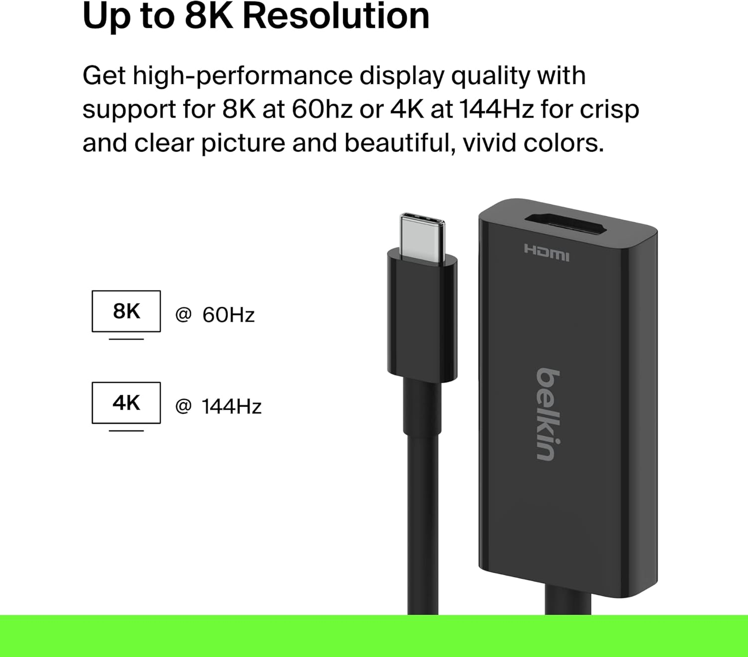 Belkin Connect USB-C (M) / HDMI 2.1 (F) 8K/60Hz HDR10+ 11cm Belkin Connect USB-C (M) / HDMI 2.1 (F) 8K/60Hz HDR10+ 11cm